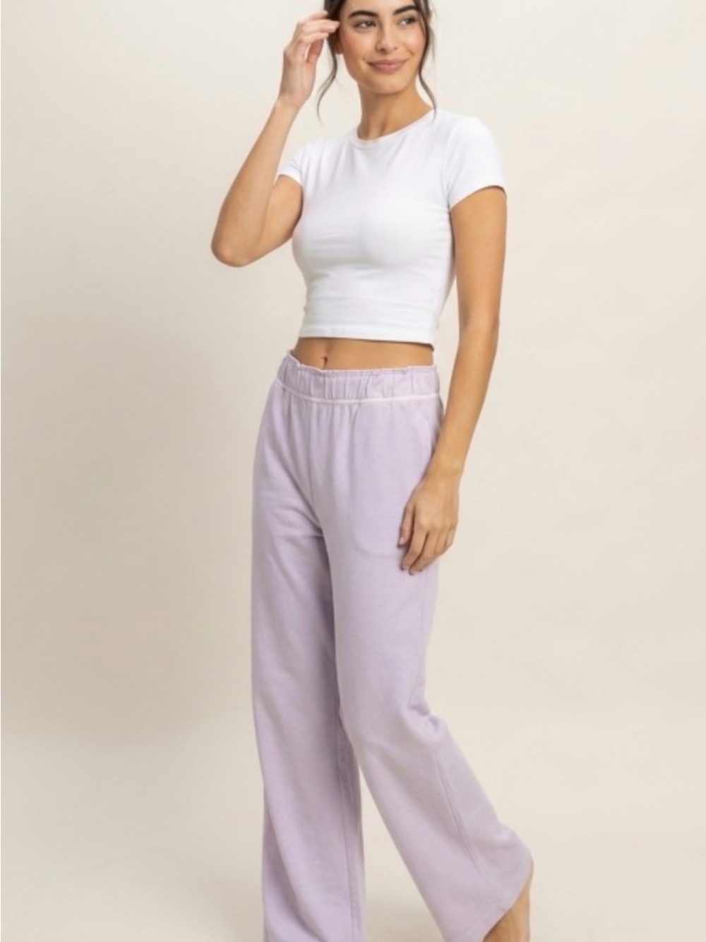 300 Double Zero Wide-Leg Lounge Pants in Light Lavender